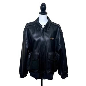 Game Sportswear Bomber Jacket Mens Medium Black Premium Leather FLAW